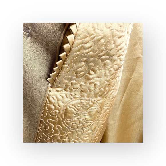 Vintage: Gentry 𖡗 Handmade 3 Button Duponi Silk Coat 𖡗 Metallic Goldenrod 𖡗 - Picture 12 of 16
